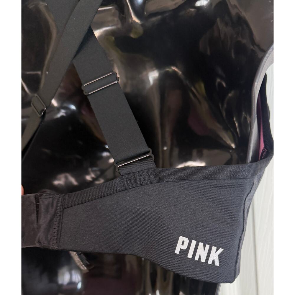 PINK Sport High Impact Sport Bra Small Black Adjustable Straps Gym Athletic New - Picture 4 of 7